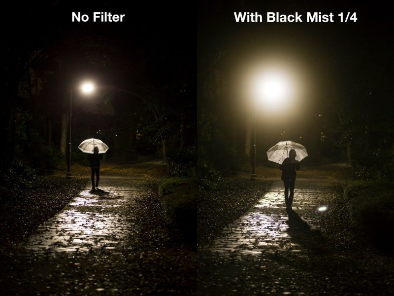 Without filter vs NiSi Black Mist 1/4 at night