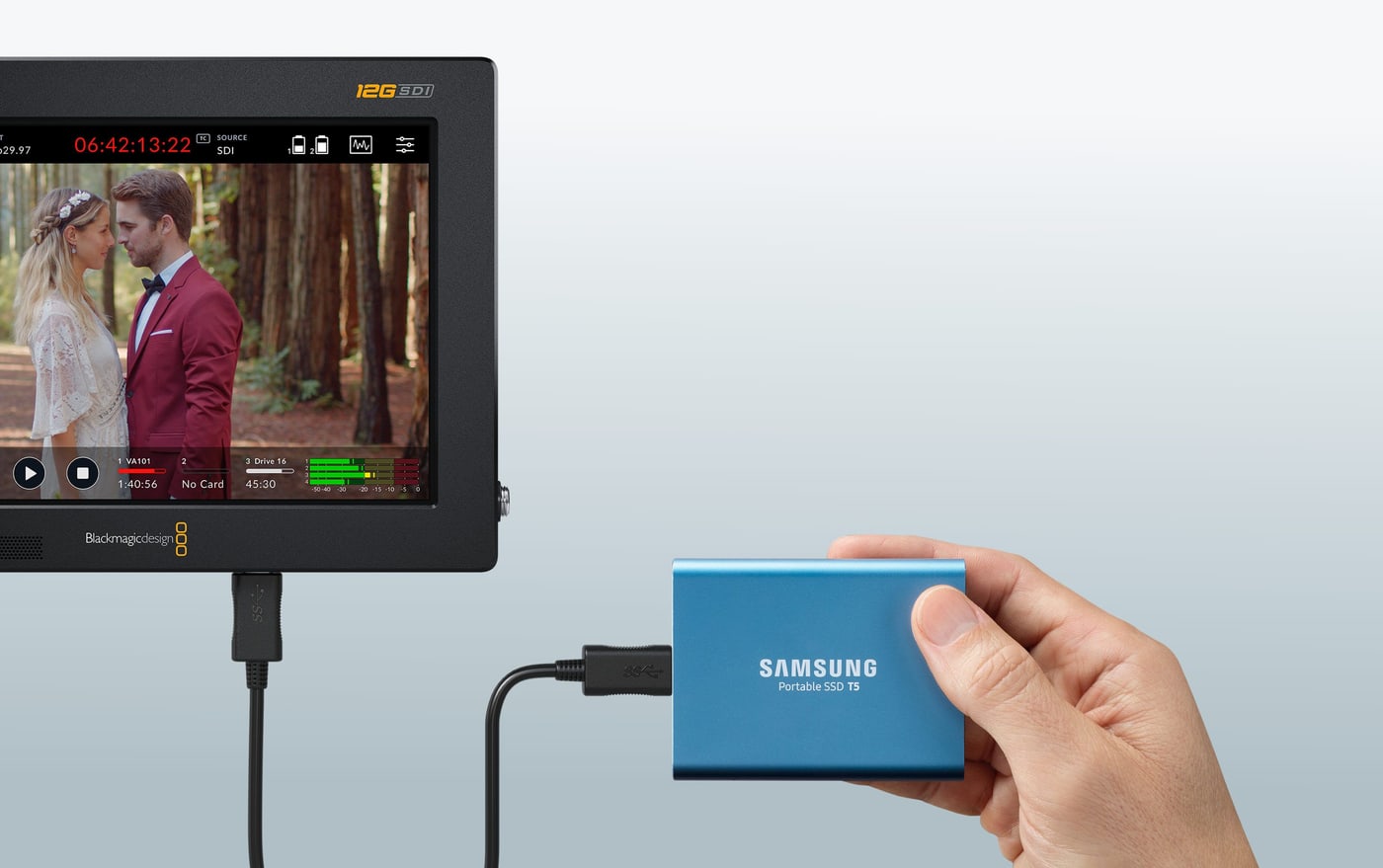 Video Assist 7″ 12G HDR – Dva sloty SD a externí disk USB-C
