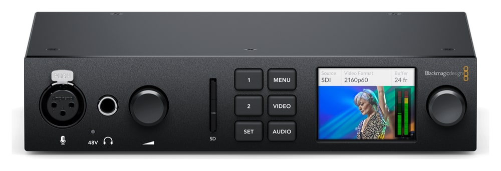 Blackmagic Design UltraStudio 4K Mini – Čelní panel s LCD a ovládacími tlačítky