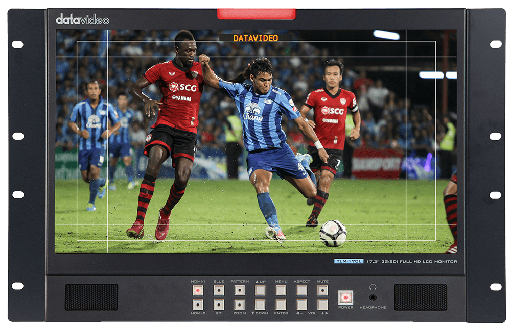 Datavideo TLM-170LR, 17,3palcový Full HD monitor v 7RU rackovém šasi, pohled zepředu