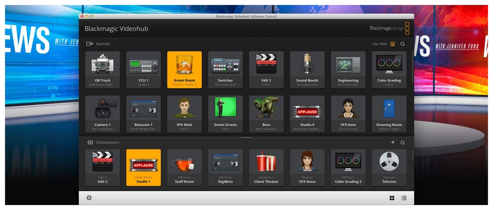 Blackmagic Universal Videohub 288 – Ovládání z počítače i panelu