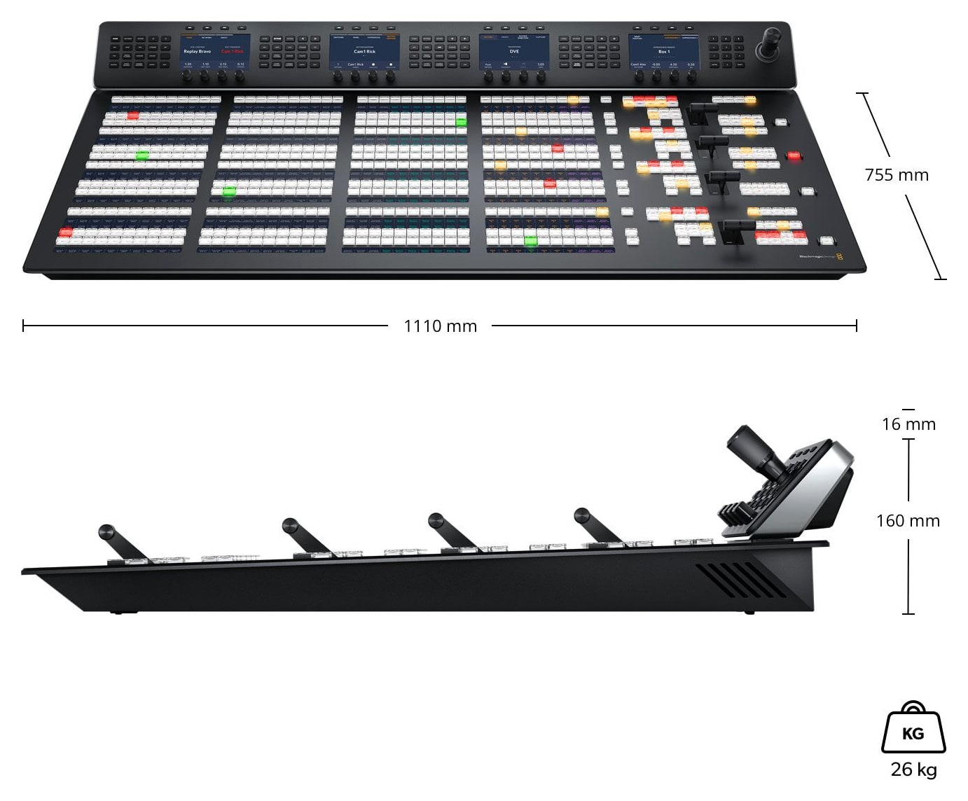 ATEM 4 M/E Advanced Panel 40 – Rozměry