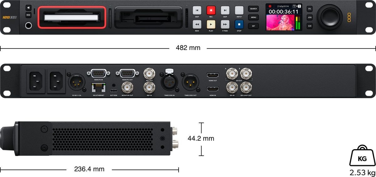 HyperDeck Studio 4K Pro – Rozměry a hmotnost