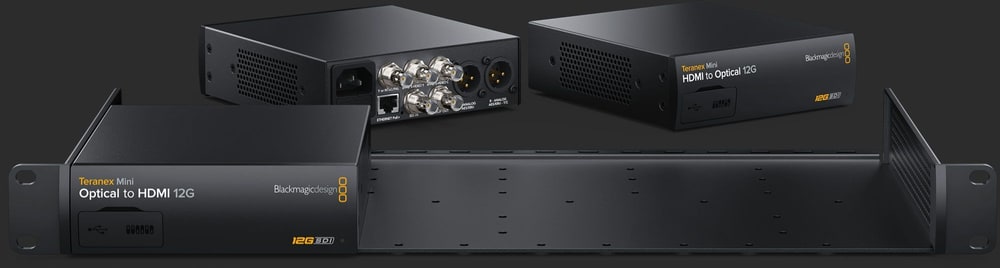 Blackmagic Universal Rack Shelf (1 RU) – Teranex Mini v racku