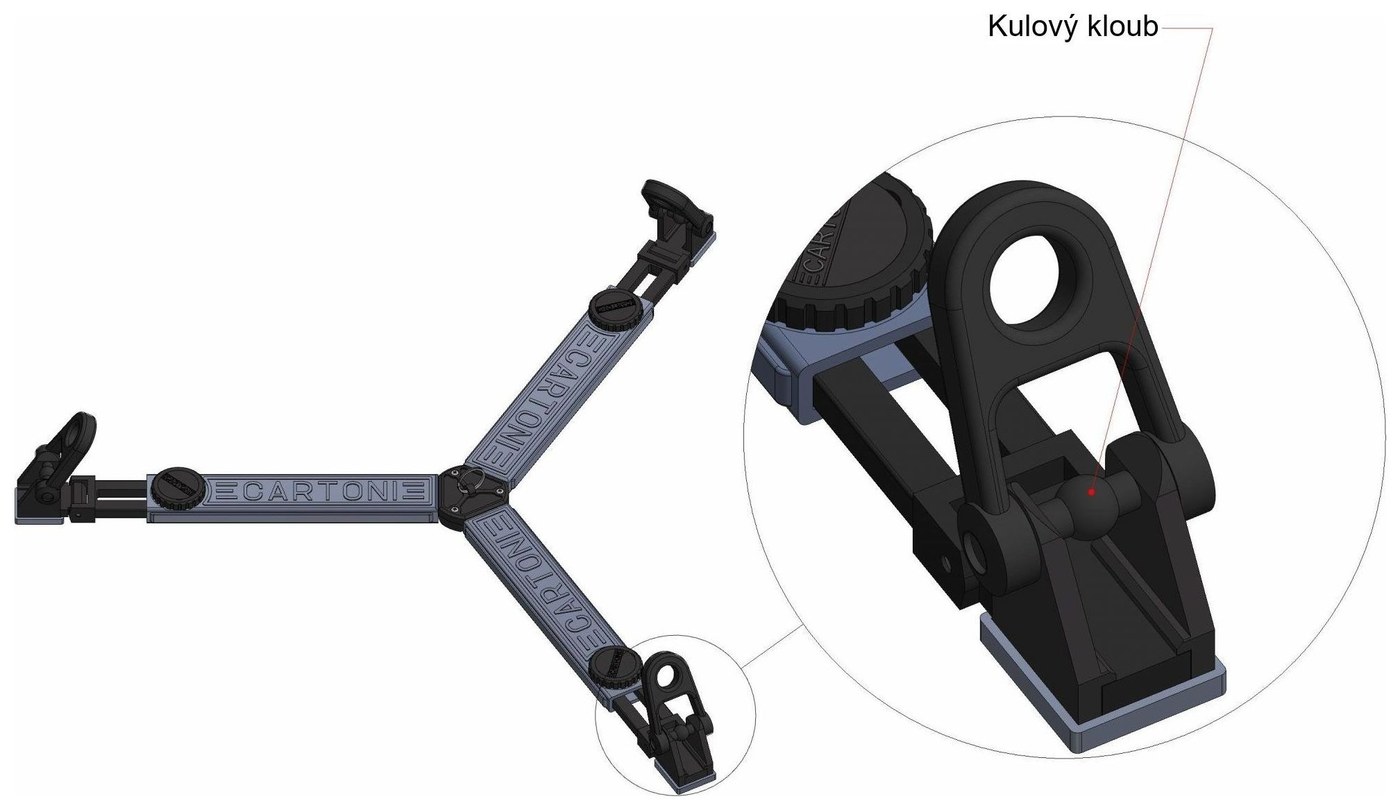 Cartoni S832/F podlahová rozpěra ENG/EFP, flexibilní – Kulový kloub