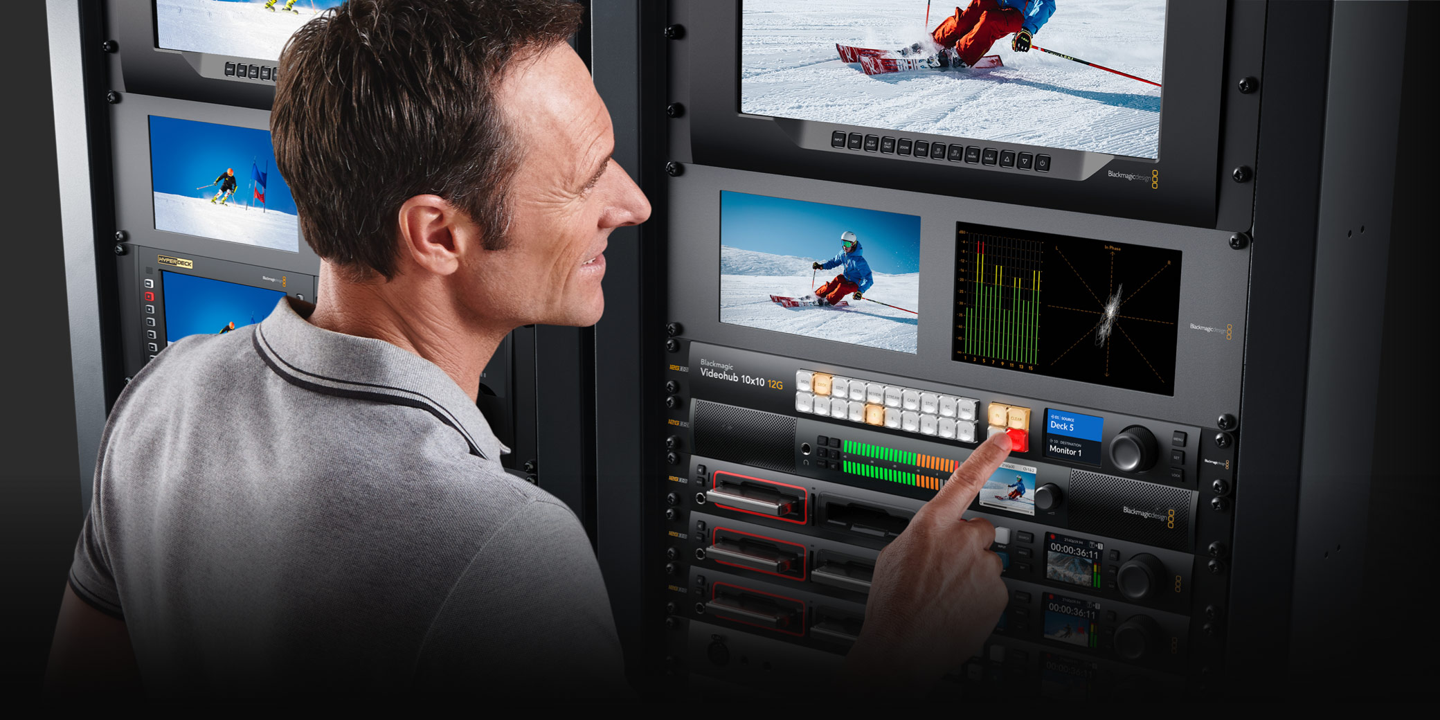 Blackmagic Videohub 10x10 12G v provozu