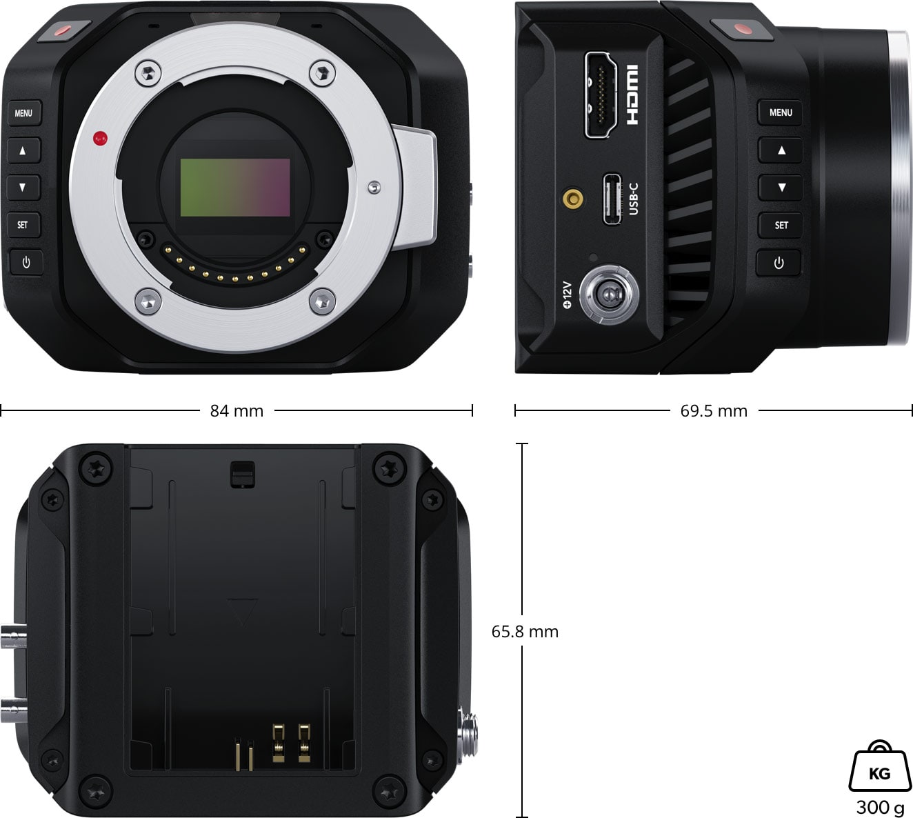 Blackmagic Design Micro Studio Camera 4K G2 – Rozměry a hmotnost