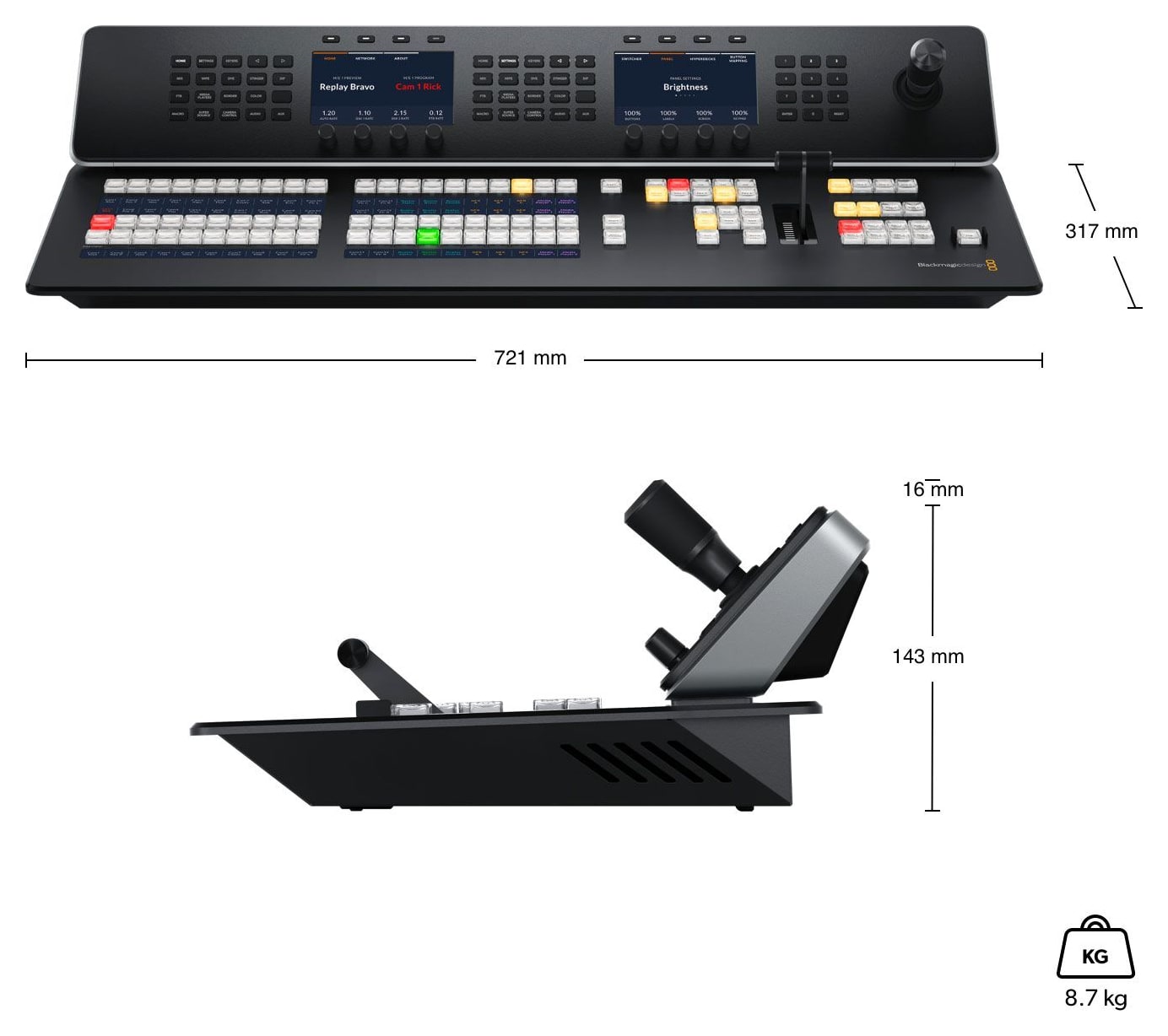 ATEM 1 M/E Advanced Panel 20 – Rozměry