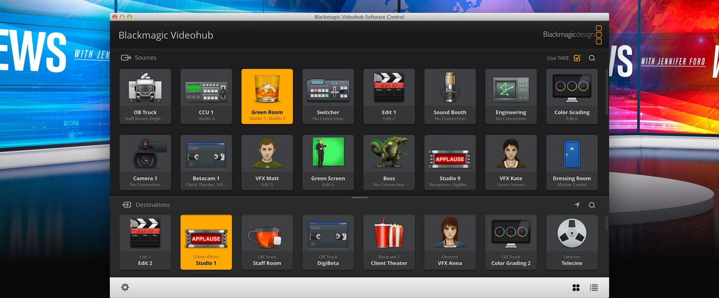 Blackmagic Videohub 80x80 12G – Ovládání z Macu, Windows a iPadu