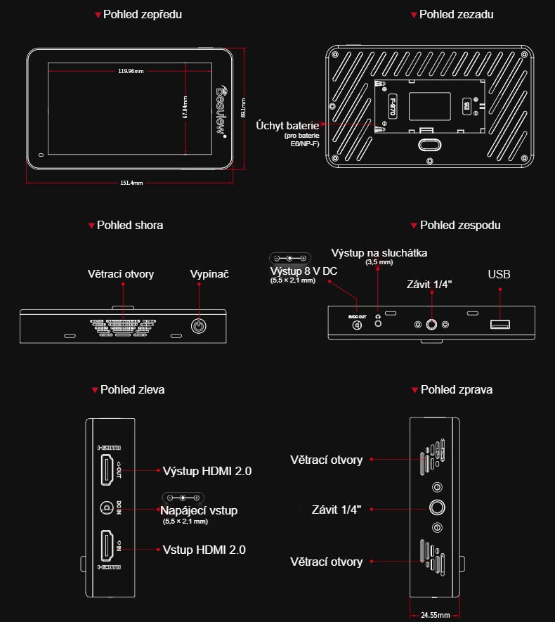 Rozměrový výkres Desview R6II
