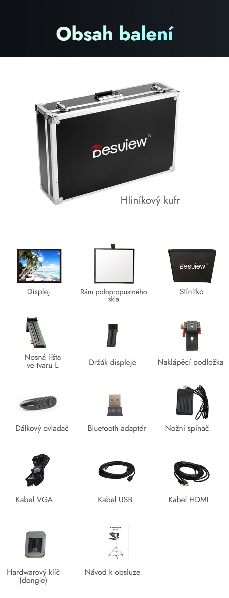 Obsah balení Desview T17
