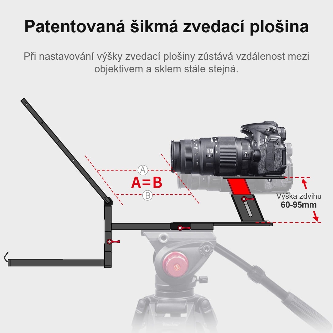 Patentovaná šikmá zvedací plošina kamery