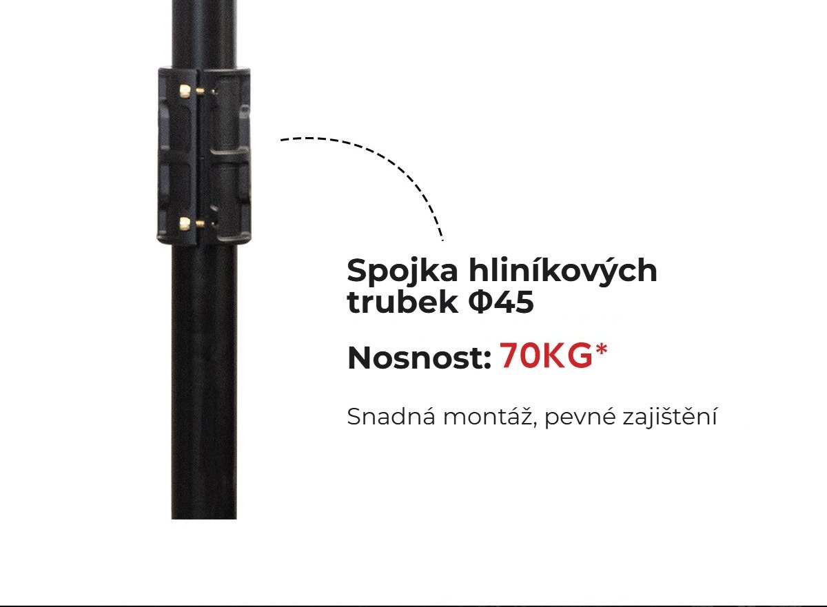 Spojka hliníkových trubek Φ45