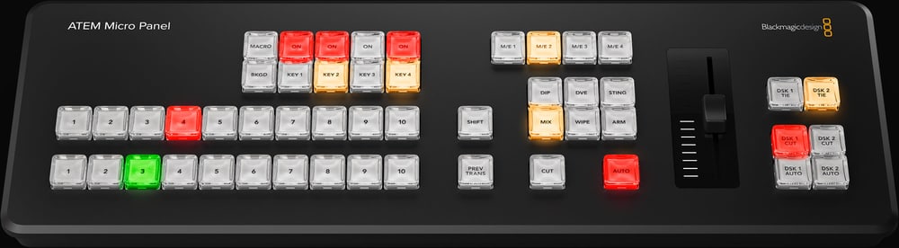 ATEM Micro Panel – Klíčovače, makra a volba M/E