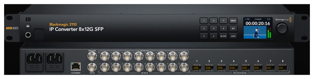 Blackmagic 2110 IP Converter 8x12G SFP – Osm kanálů ve dvou směrech