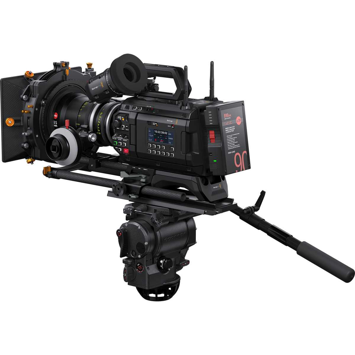 Blackmagic URSA Cine 12K LF s EVF, zadní pohled