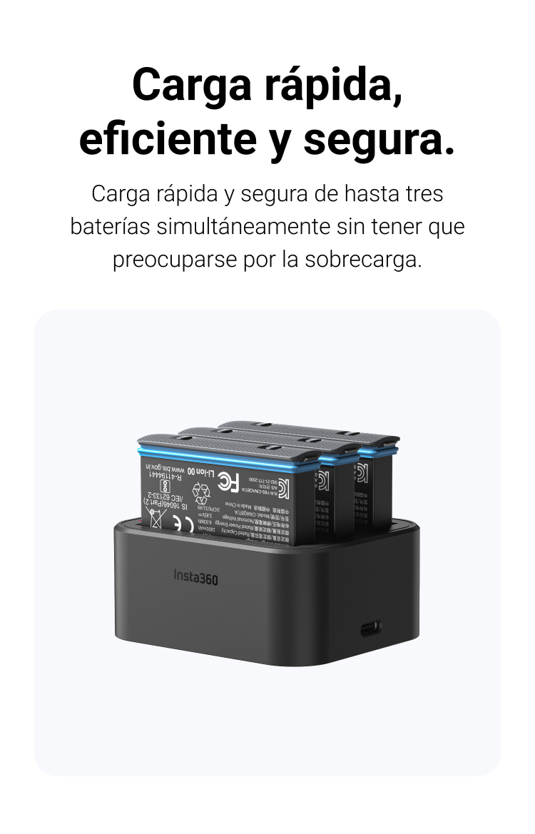 Oficiální obrázek Insta360 X3 Fast Charge Hub se třemi vloženými bateriemi