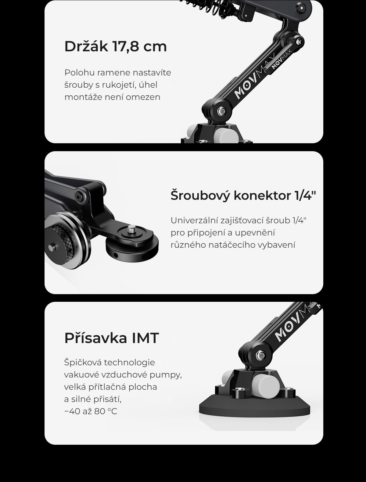 Držák, konektor a přísavka