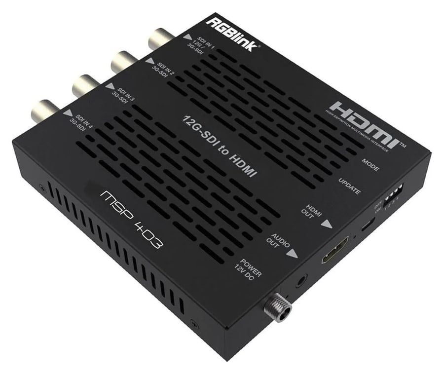 12G-SDI nebo 4× 3G-SDI na HDMI 2.0b