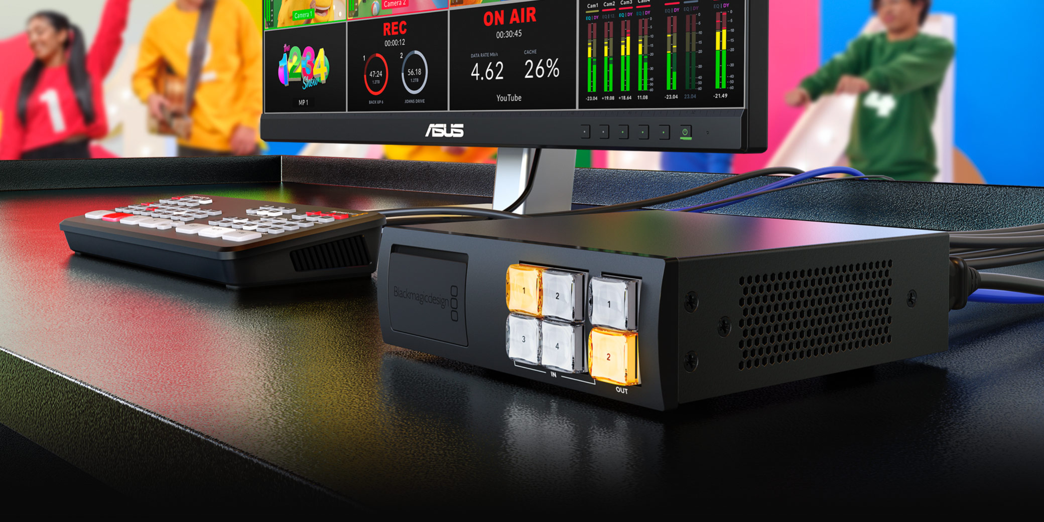 Blackmagic Videohub Mini 4x2 12G v provozu