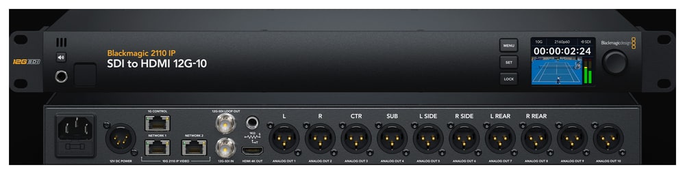 Blackmagic 2110 IP SDI to HDMI 12G-10 – Deset výstupů pro prostorový zvuk