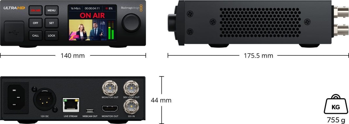 Blackmagic Streaming Encoder 4K – Rozměry a hmotnost