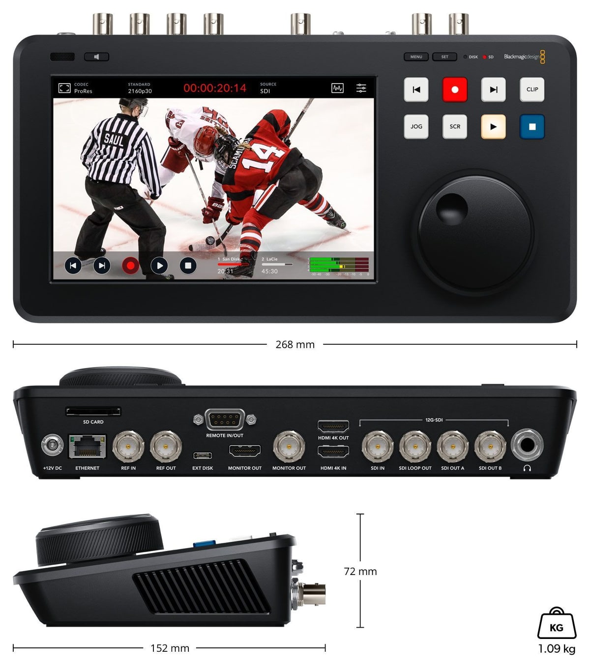 HyperDeck Shuttle 4K Pro – Rozměry a hmotnost