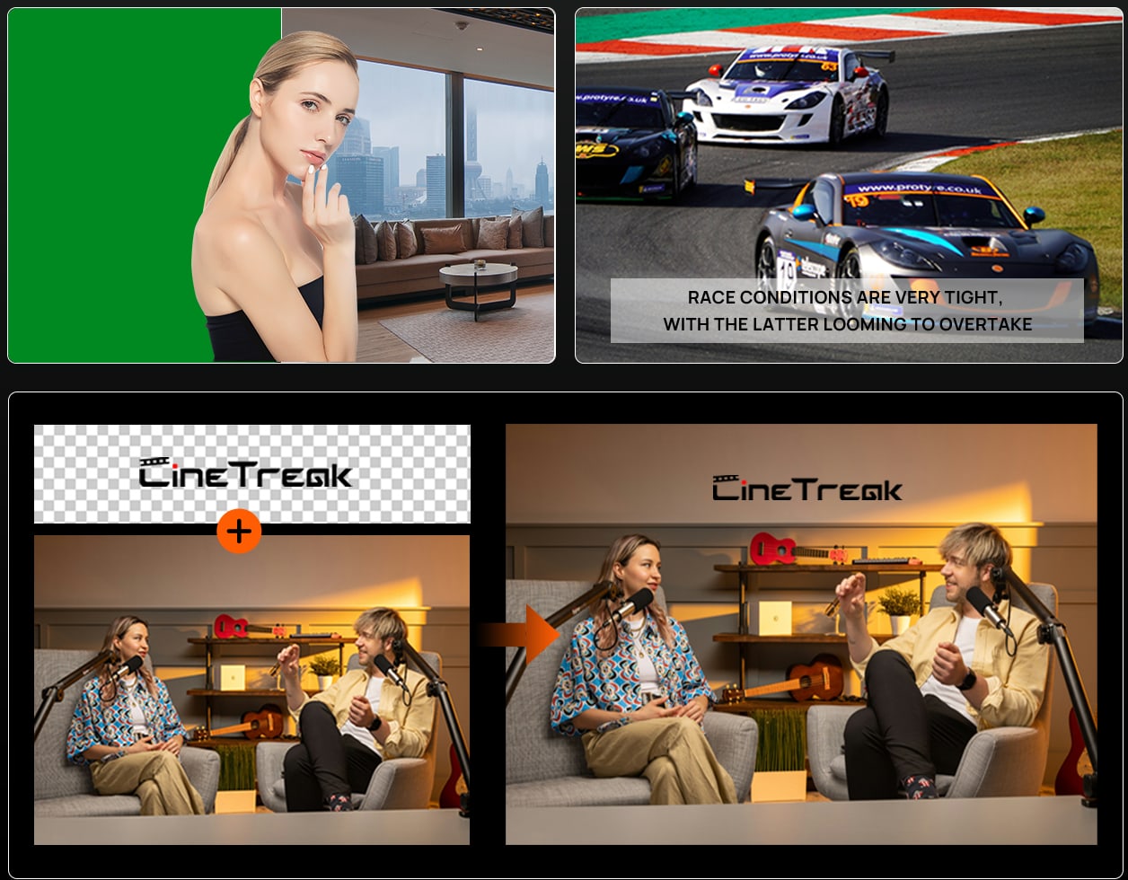 CineTreak Cinelive C2 – DSK, chroma key a loga