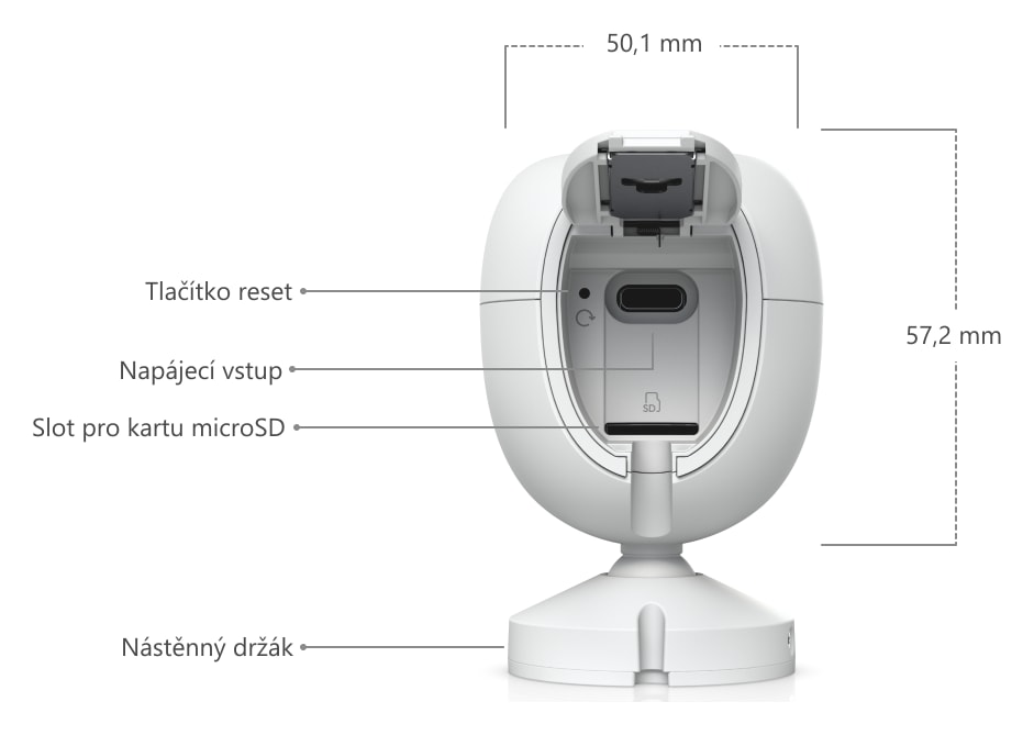 Ubiquiti UniFi Protect G6 Instant, bílá – Popis kamery a rozměry