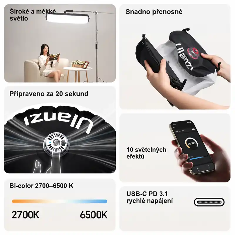 Ulanzi AL120 nafukovací LED světlo – Přehled hlavních vlastností