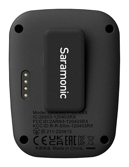 Saramonic Blink500 ProX B8 – Nabíjecí kontakty a klip přijímače