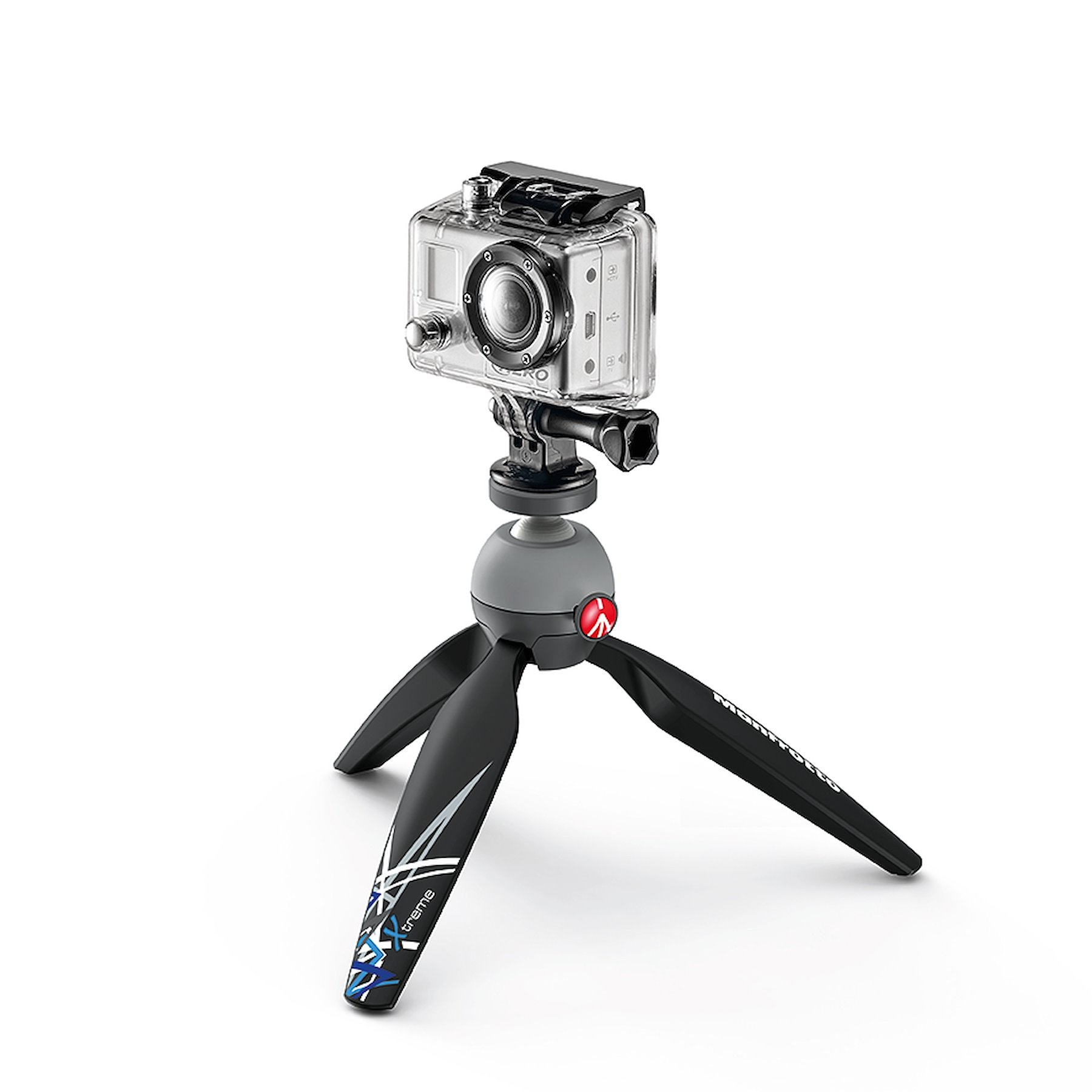 PIXI Xtreme na stole s ilustrační kamerou GoPro, která není součástí balení