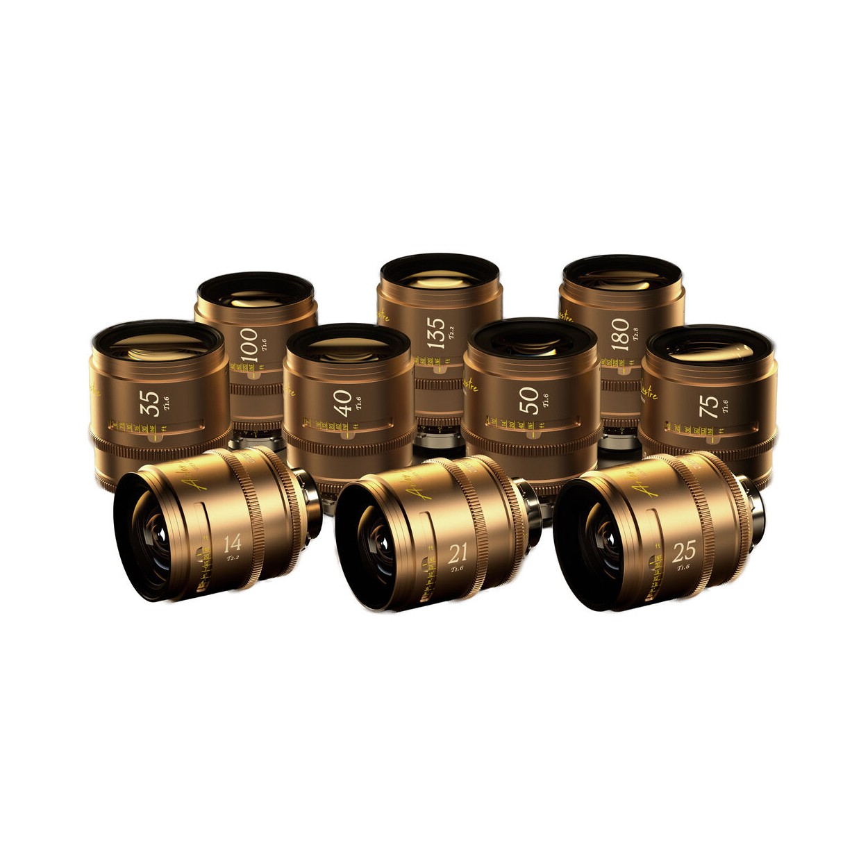 DZOFILM Arles Lustre 10-Lens Set 14–180mm PL mount Metric Desert Gold