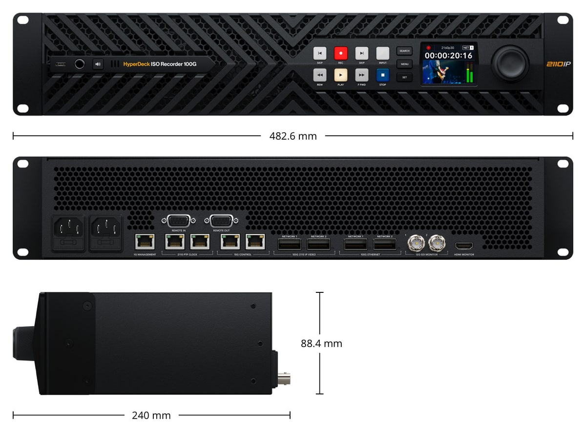 HyperDeck ISO Recorder 100G – Rozměry a hmotnost