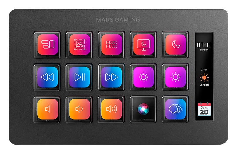 Mars Gaming MSD-ONE – 15 přizpůsobitelných LCD kláves