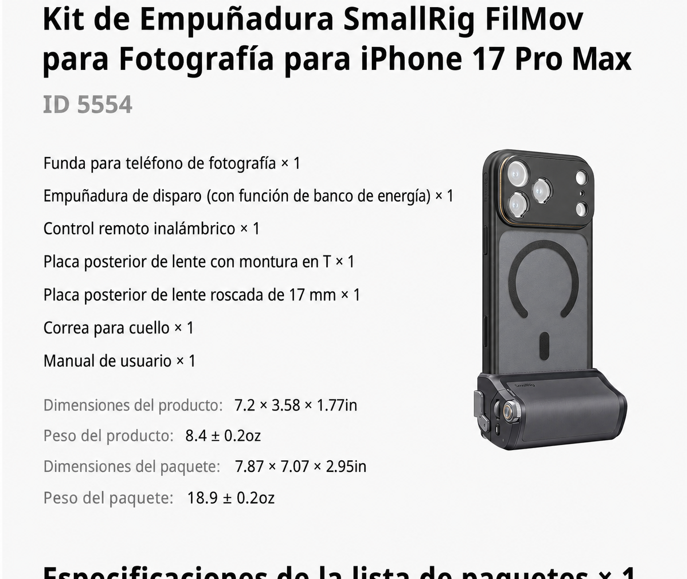 SmallRig FilMov Photography Grip Kit 5554 - parte en espanol 11 de 15
