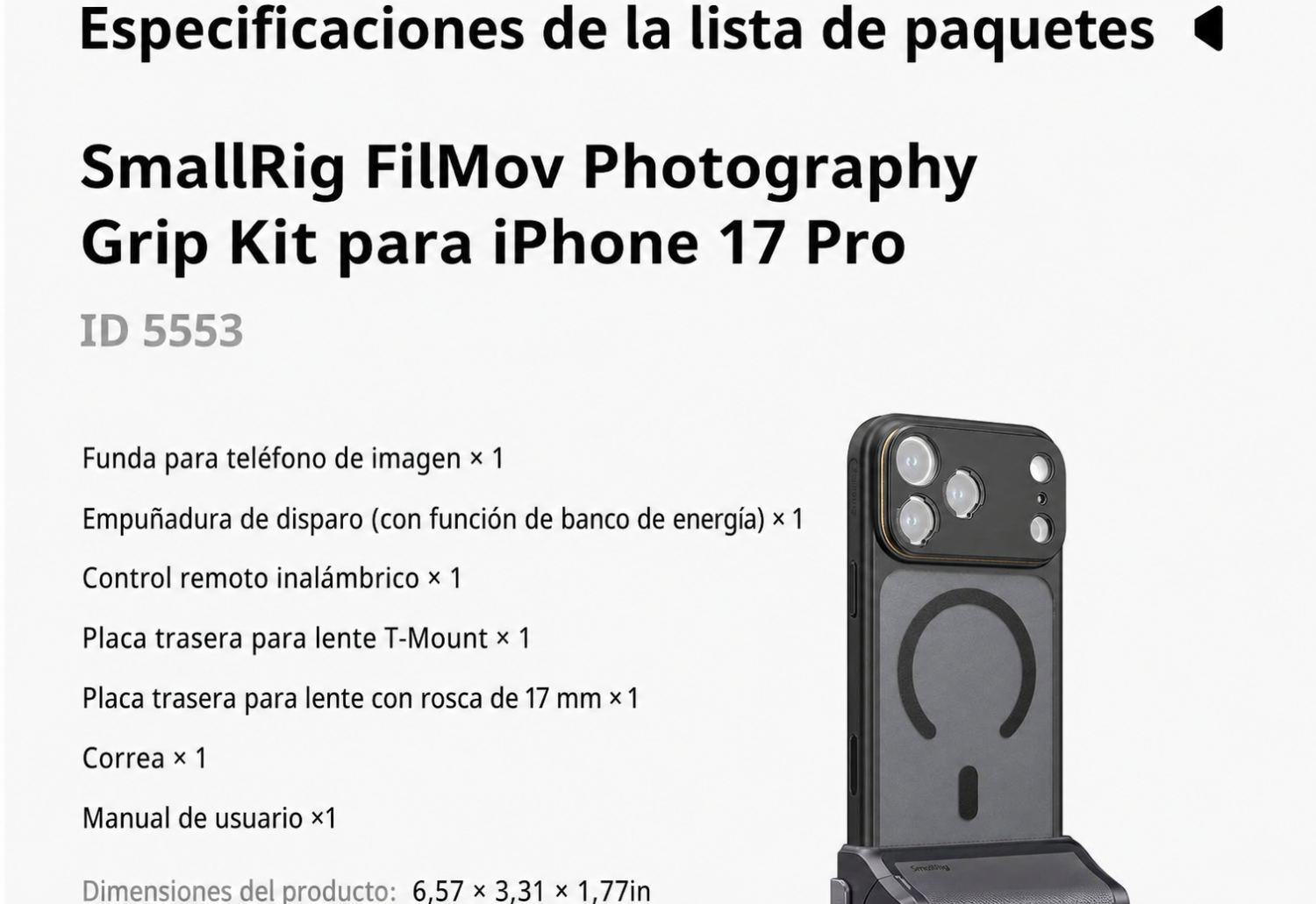 SmallRig FilMov Photography Grip Kit 5554 - parte en espanol 12 de 15