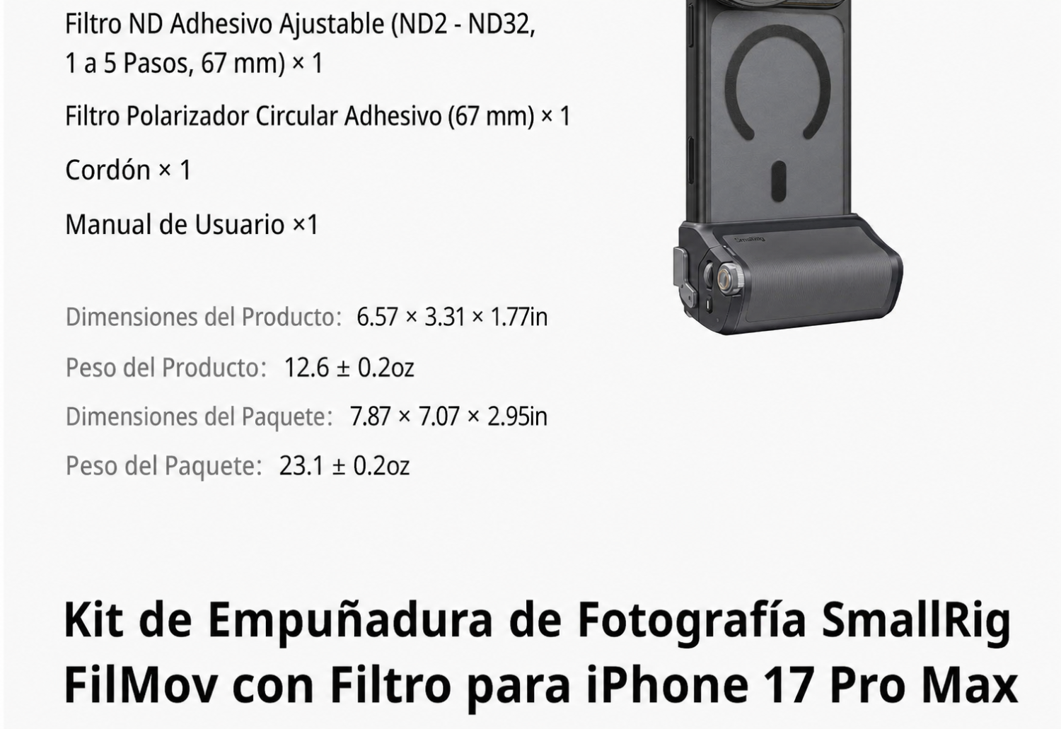 SmallRig FilMov Photography Grip Kit 5554 - parte en espanol 14 de 15