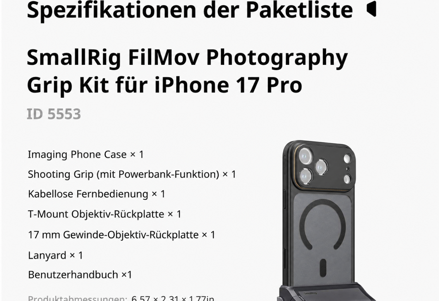 SmallRig FilMov Photography Grip Kit 5554 - deutscher Teil 12 von 15