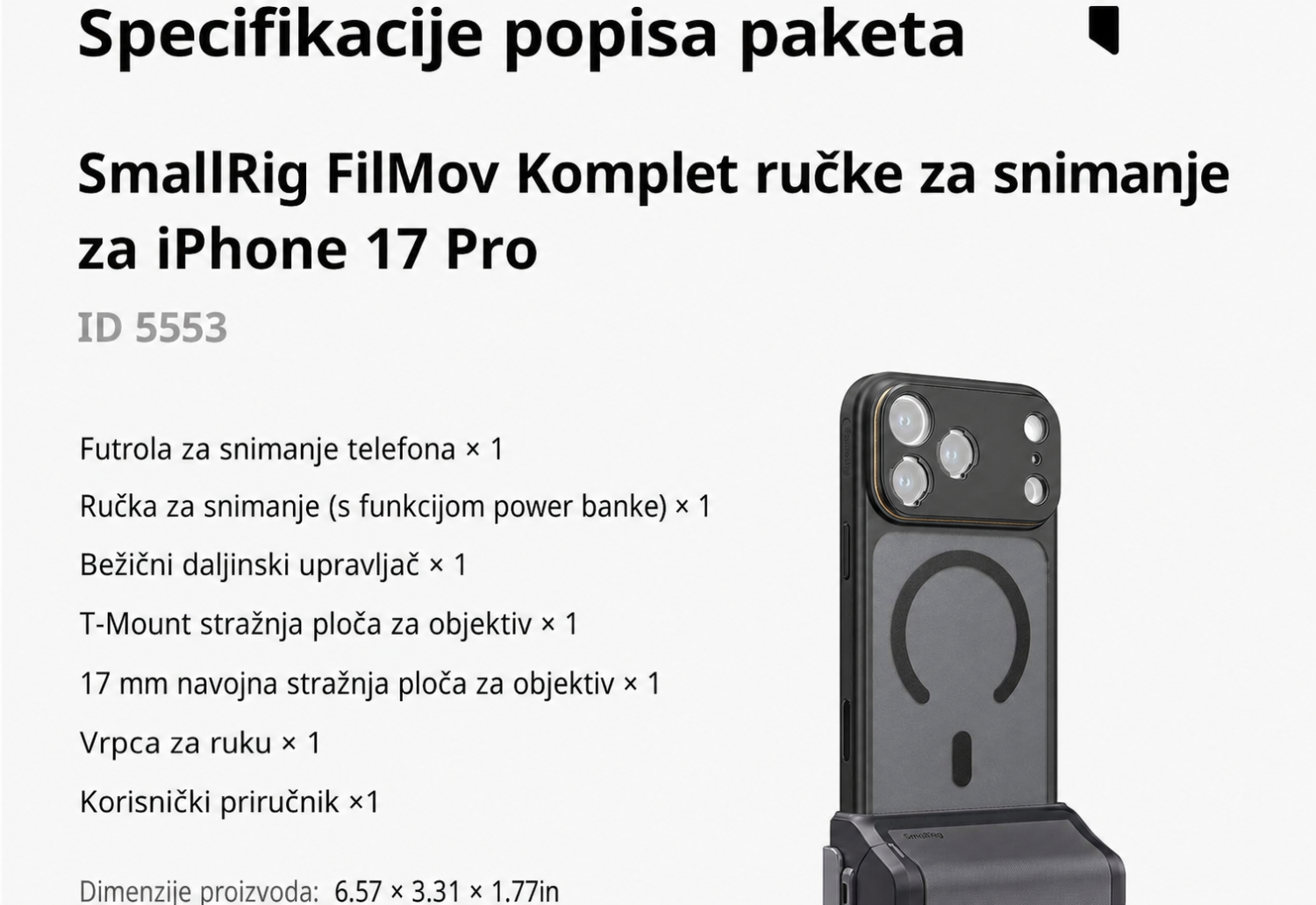 SmallRig FilMov Photography Grip Kit 5554 - hrvatski dio 12 od 15