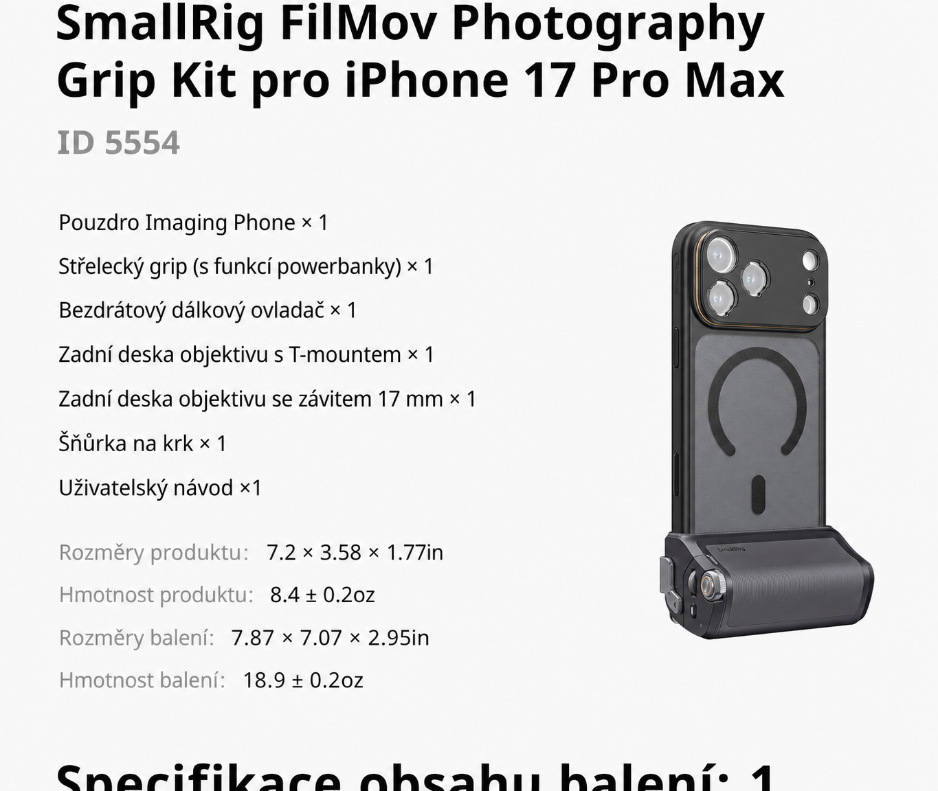 SmallRig FilMov Photography Grip Kit 5554 – česká část 11 z 15
