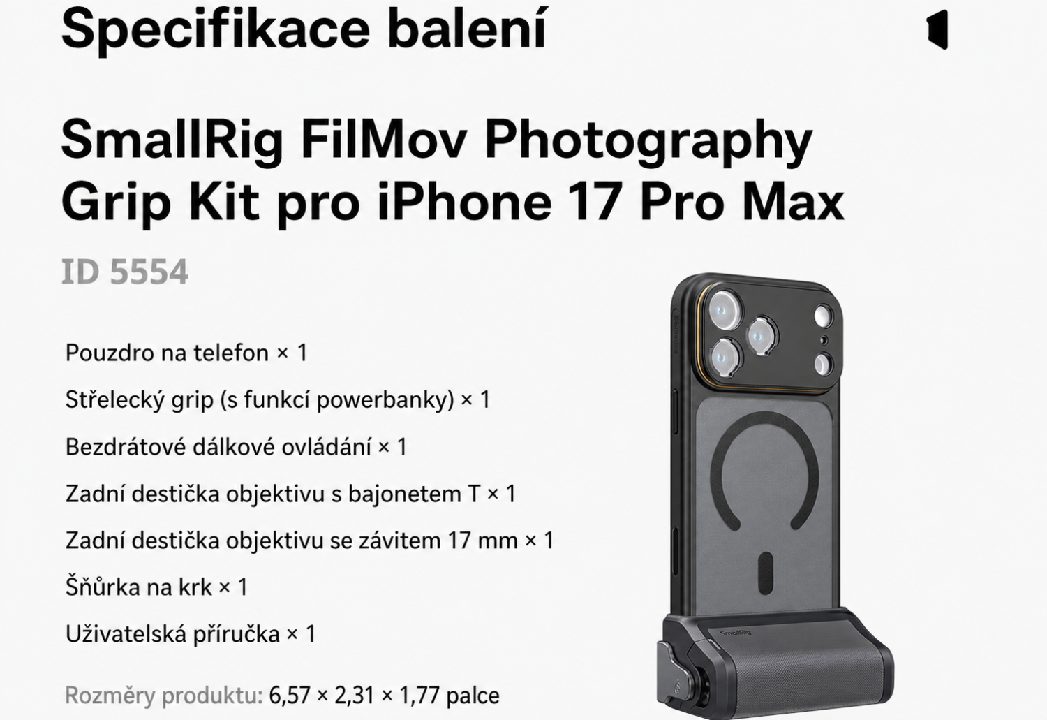 SmallRig FilMov Photography Grip Kit 5554 – česká část 12 z 15