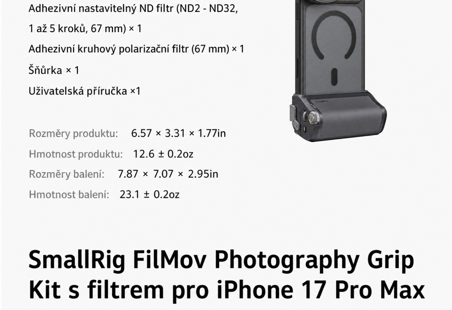 SmallRig FilMov Photography Grip Kit 5554 – česká část 14 z 15