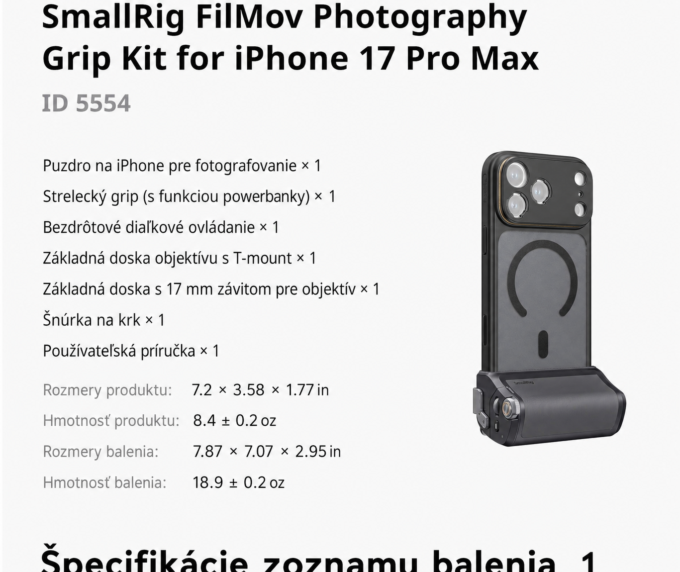 SmallRig FilMov Photography Grip Kit 5554 – slovenská časť 11 z 15