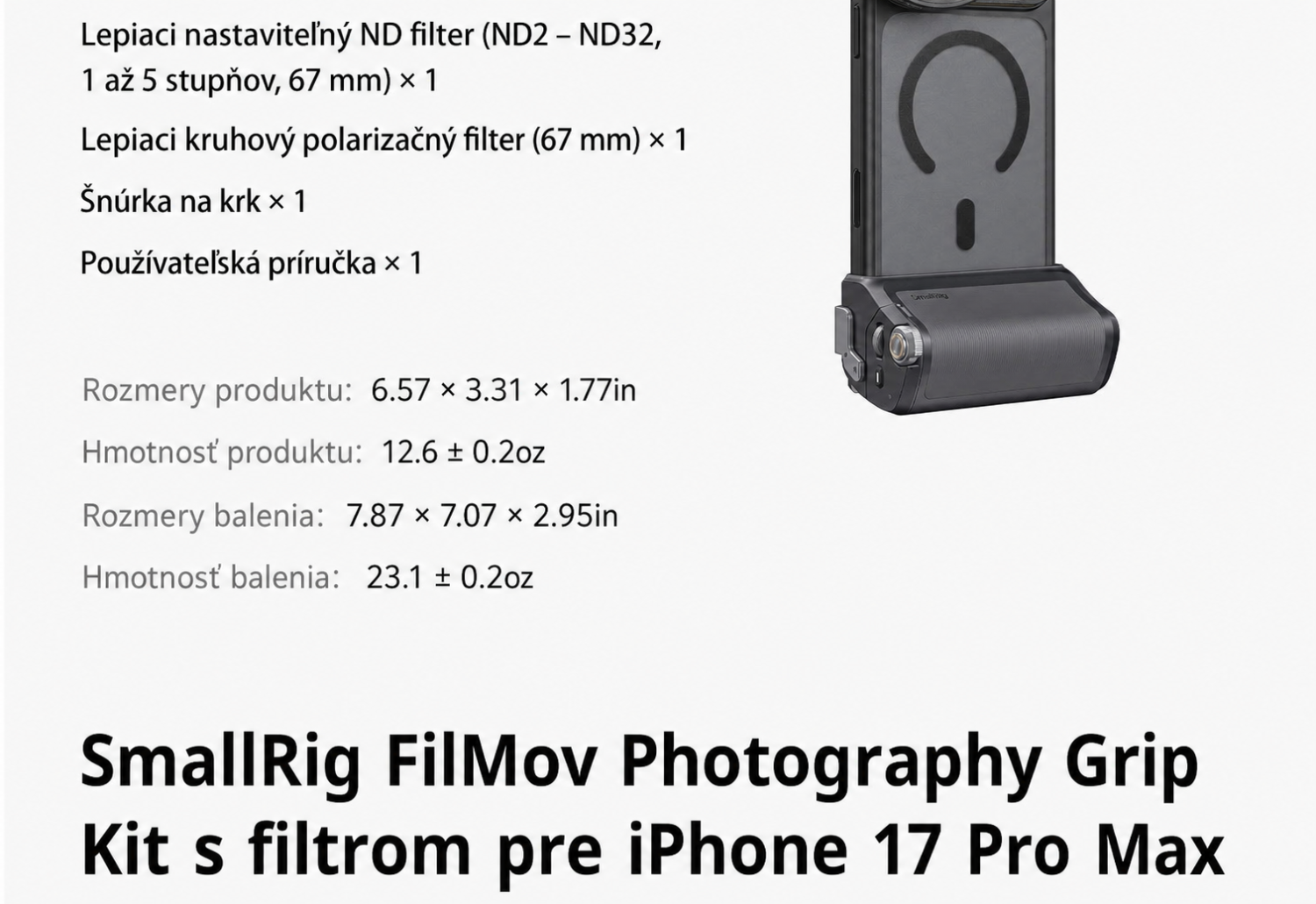 SmallRig FilMov Photography Grip Kit 5554 – slovenská časť 14 z 15