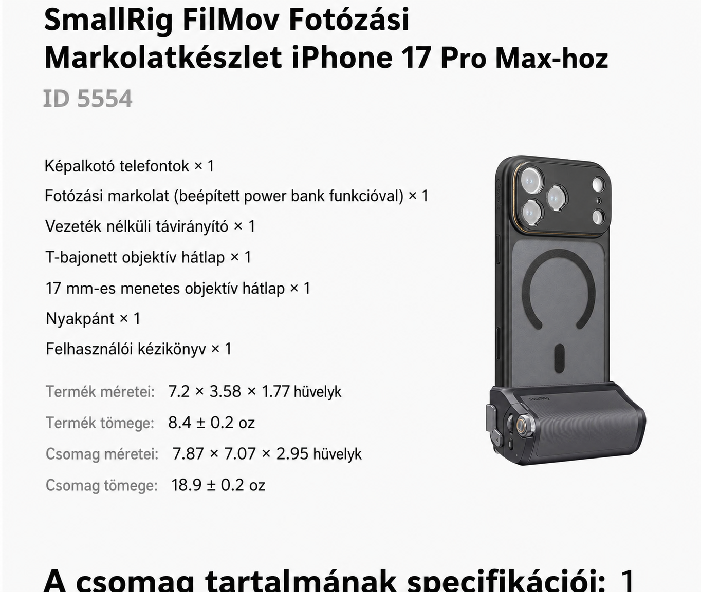 SmallRig FilMov Photography Grip Kit 5554 – magyar rész 11/15