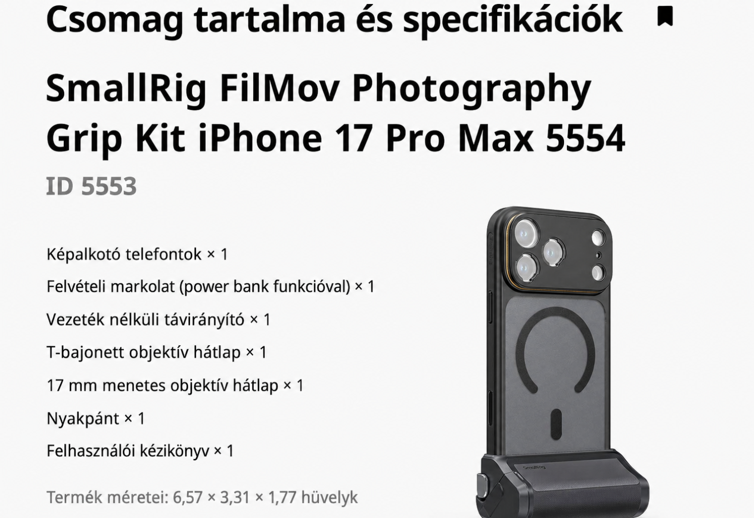 SmallRig FilMov Photography Grip Kit 5554 – magyar rész 12/15