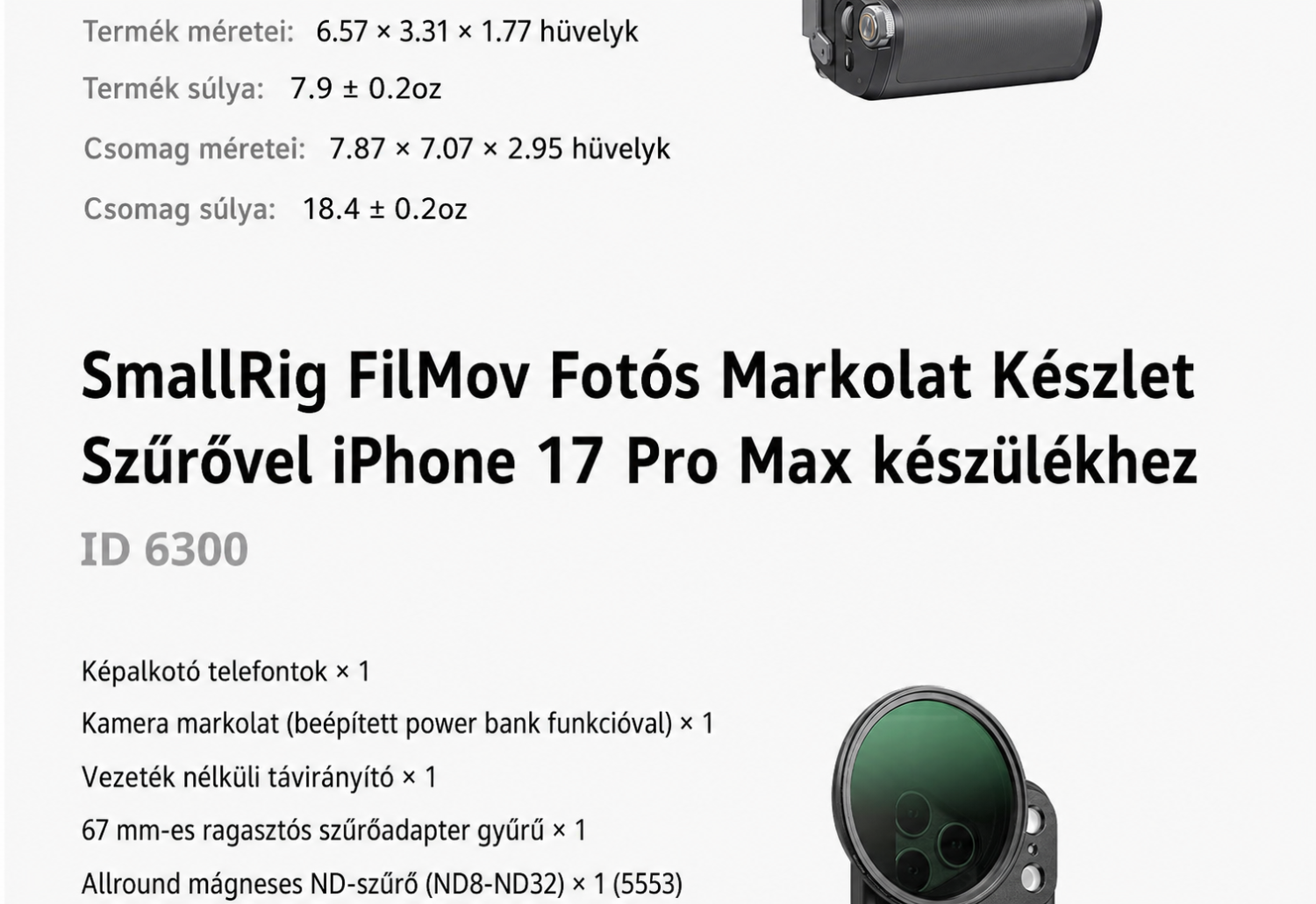 SmallRig FilMov Photography Grip Kit 5554 – magyar rész 13/15