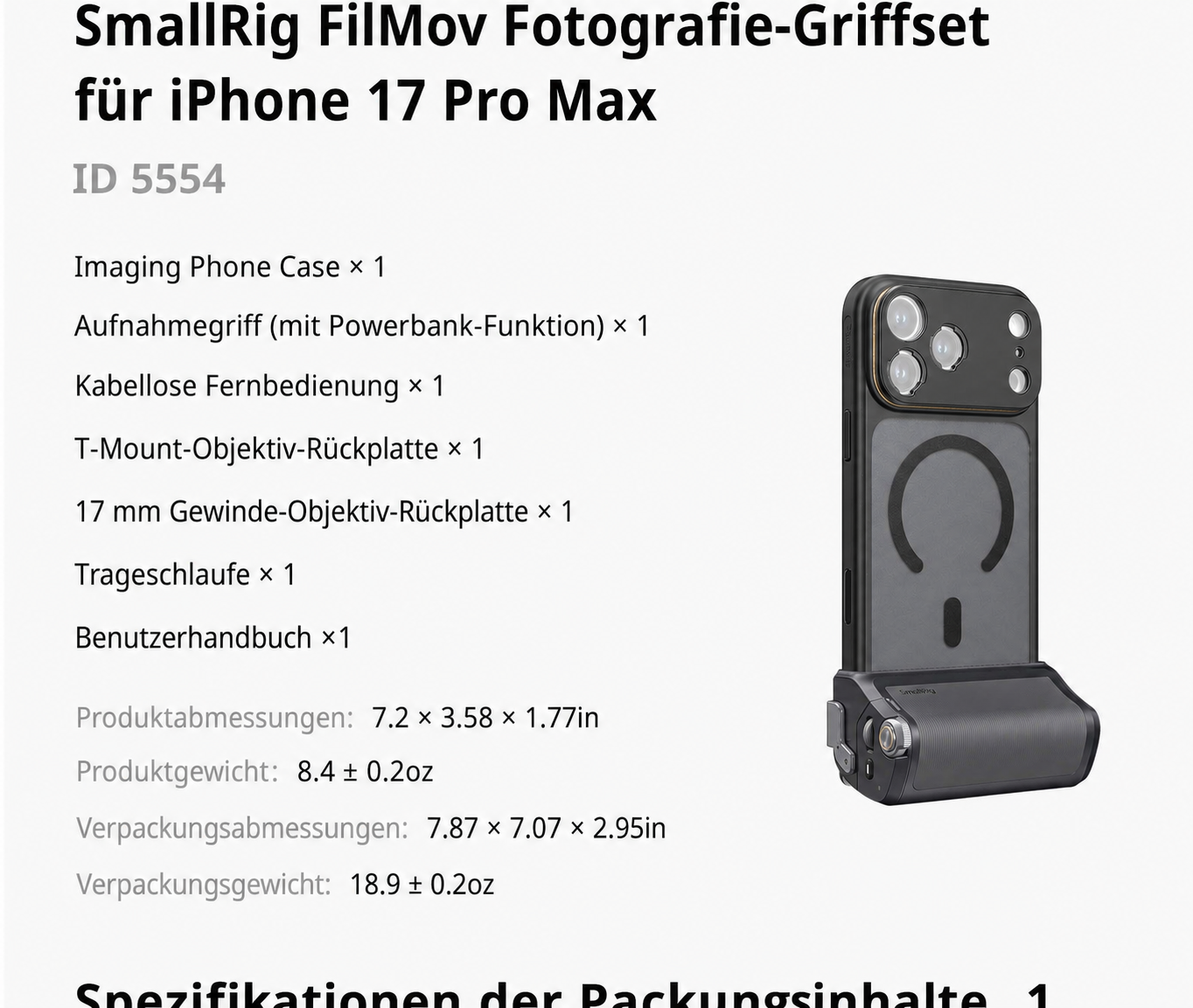 SmallRig FilMov Photography Grip Kit 5554 - deutscher Teil 11 von 15