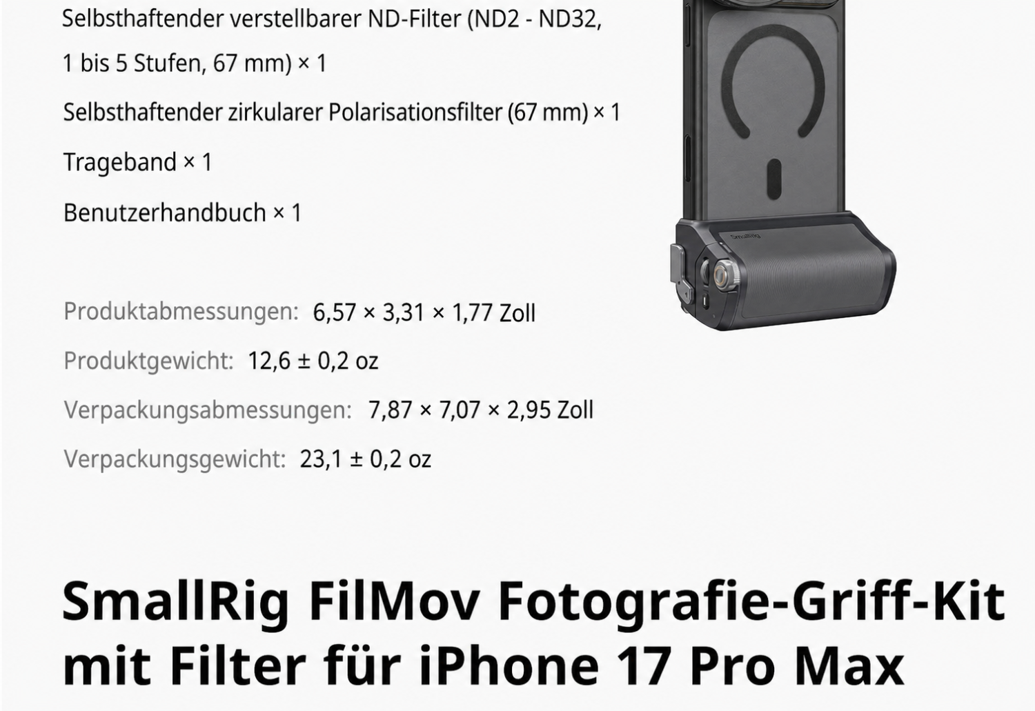 SmallRig FilMov Photography Grip Kit 5554 - deutscher Teil 14 von 15